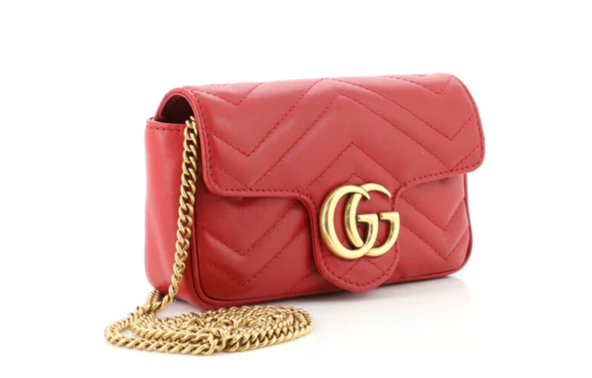 Preloved Gucci GG Marmont Red Leather Super Mini Bag 476433
