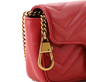 Gucci GG Marmont Super Mini Matelasse Leather Crossbody Bag Red 476433