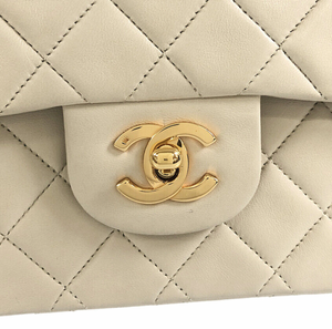 Vintage Chanel Beige Lambskin Medium Double Flap 25 Matelasse Chain Shoulder Bag 2049197 031123