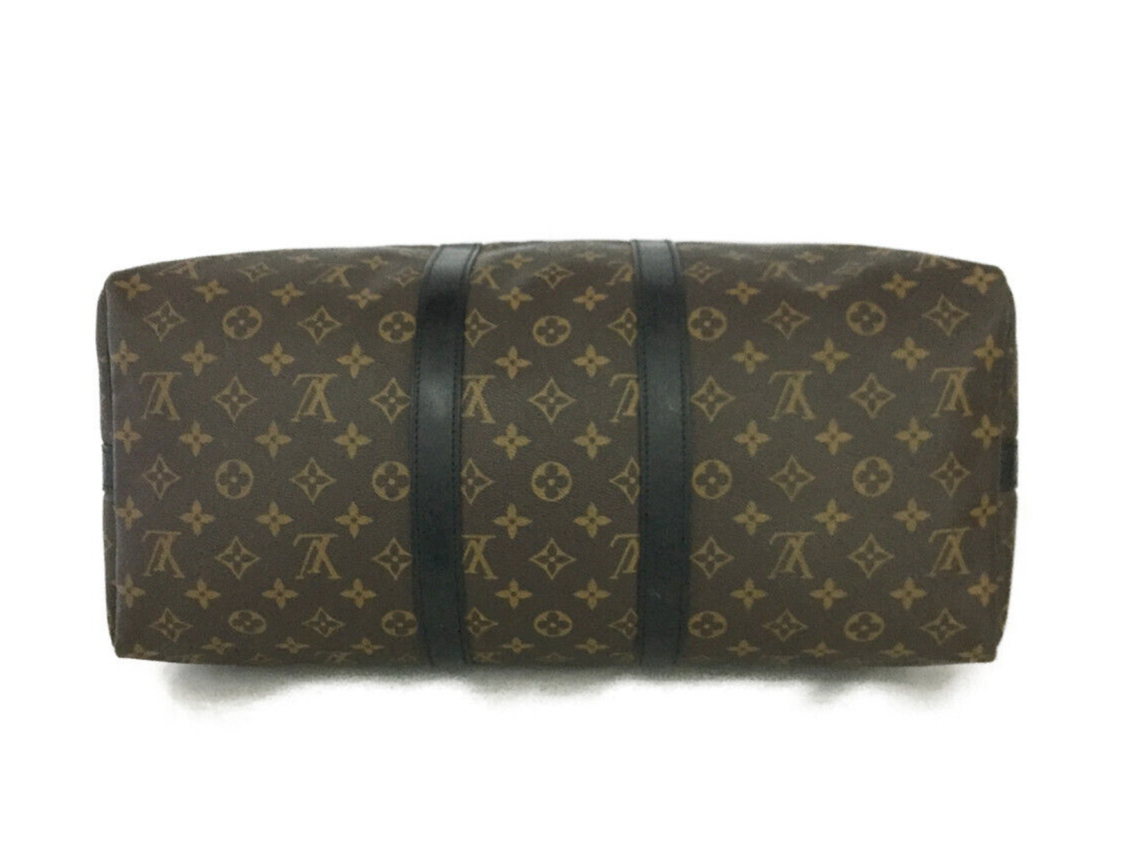 Preloved Louis Vuitton Keepall 45  Bandouliere (NO STRAP) Macassar Monogram with Black Leather Travel Bag DU1114 031123