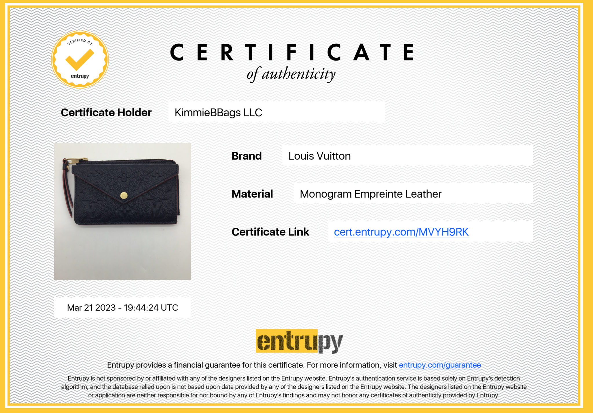 Preloved Louis Vuitton Navy Empreinte Recto Verso Wallet MVYH9RK
