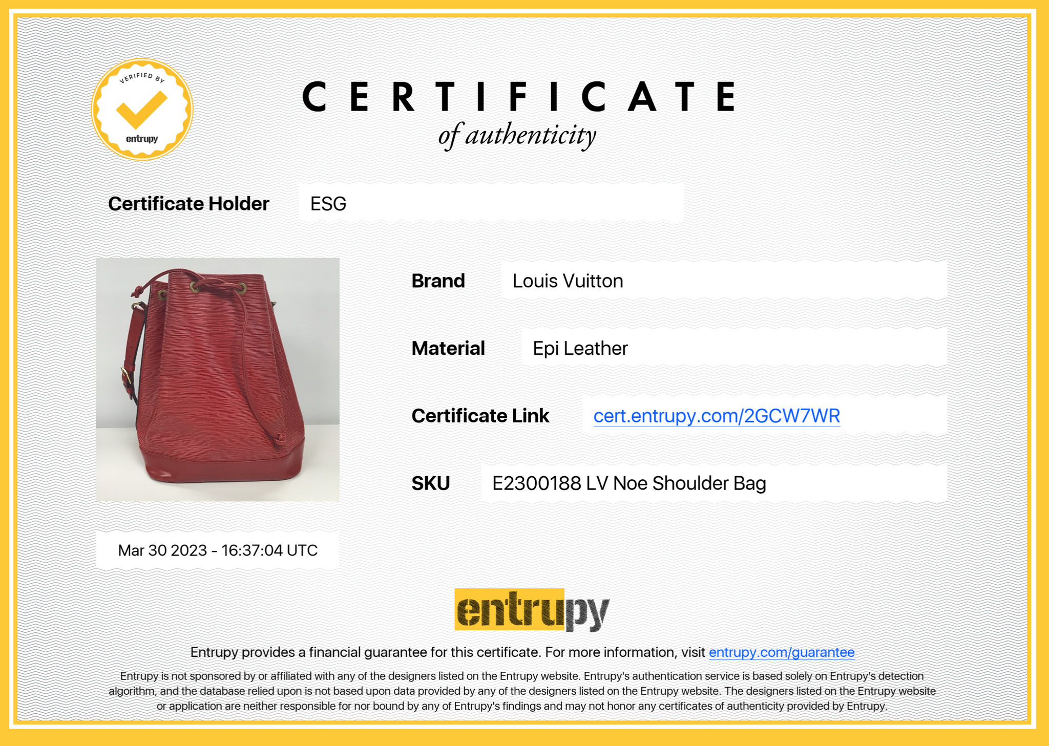 Vintage Louis Vuitton Petite Noe Red Epi Shoulder Bag 2GCW7WR 040523 - $100 OFF