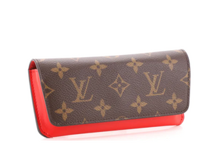 Preloved Louis Vuitton Monogram Woody Red Leather Sunglass Case 011323
