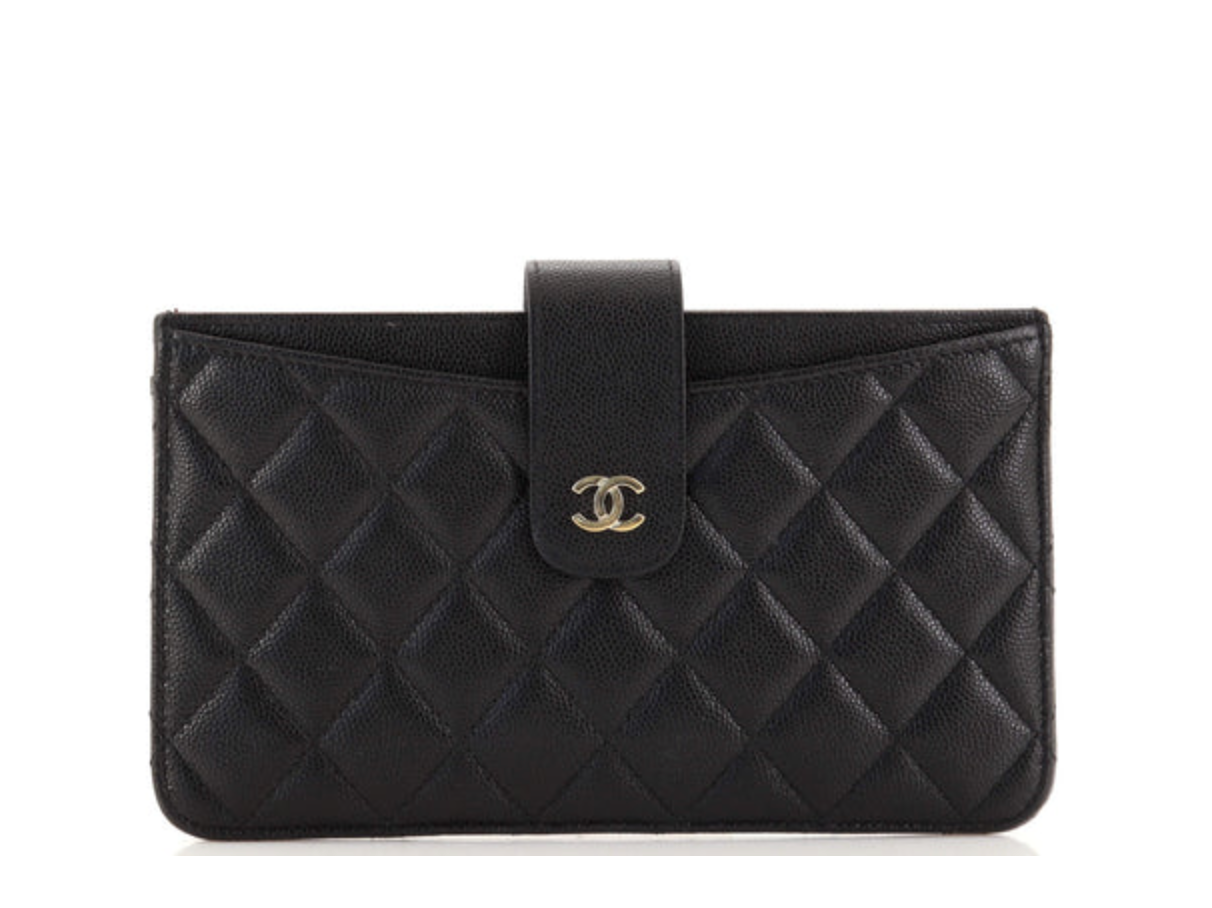 Preloved Chanel Quilted Black Caviar Classic Strap Pouch 011823 LS –  KimmieBBags LLC