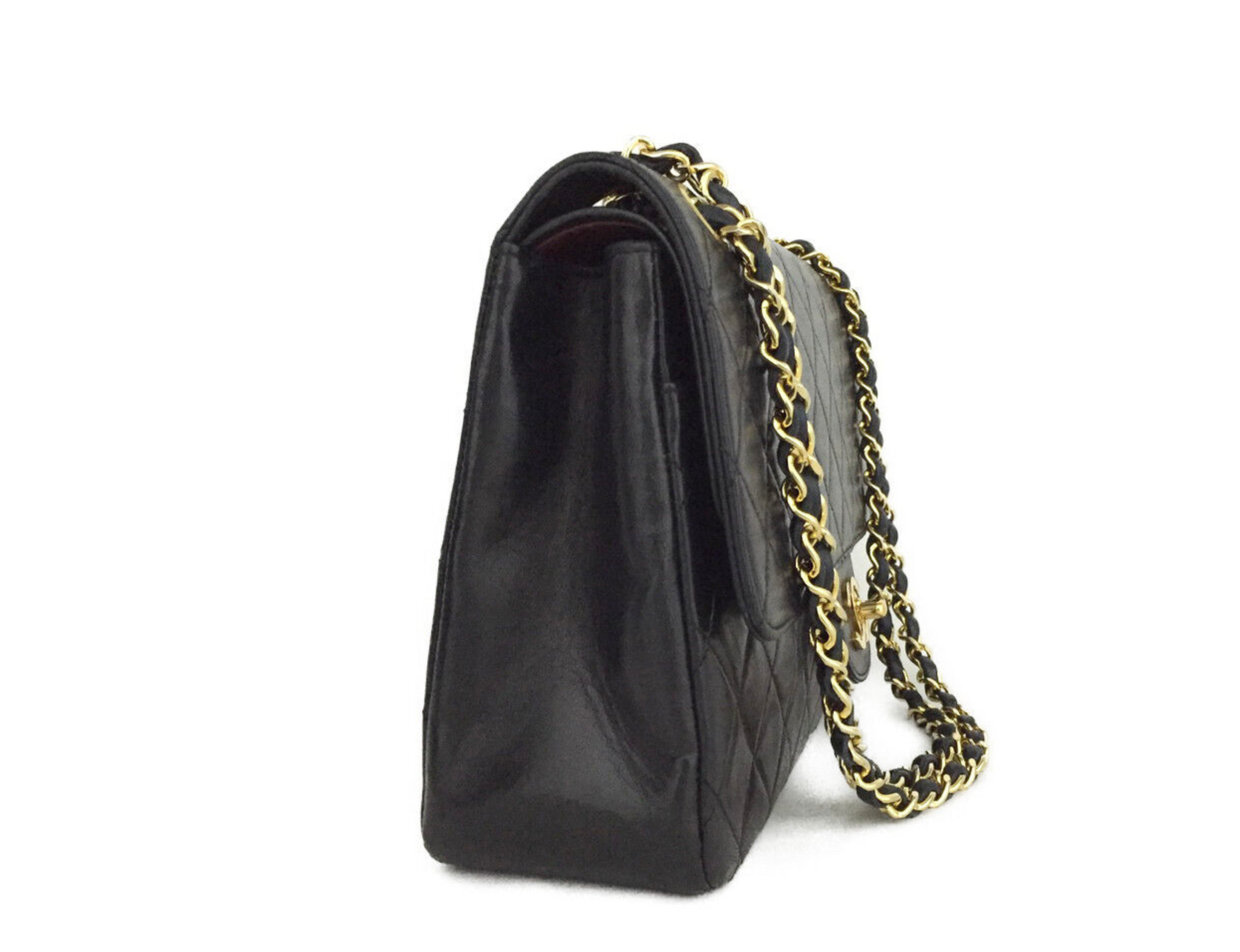 Vintage CHANEL Double Flap 27 Quilted CC Logo Black Lambskin Vintage CHANEL Double Flap 27 Quilted CC Logo Black Lambskin