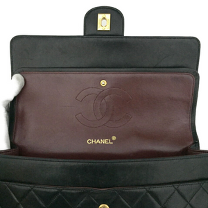 Vintage CHANEL Double Flap 27 Quilted CC Logo Black Lambskin Chain Bag 0974202 012023