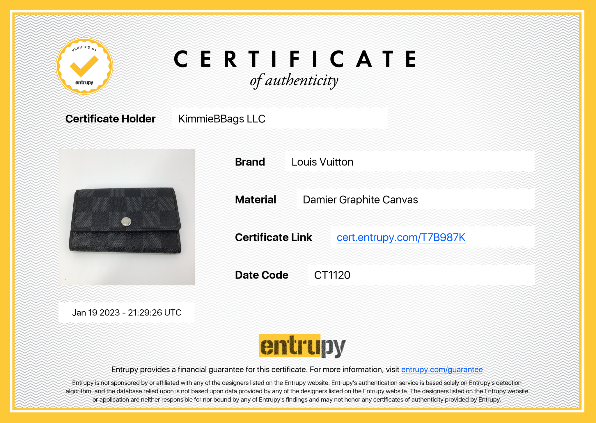 Preloved Louis Vuitton Damier Graphite 6 Key Holder CT1120 012223