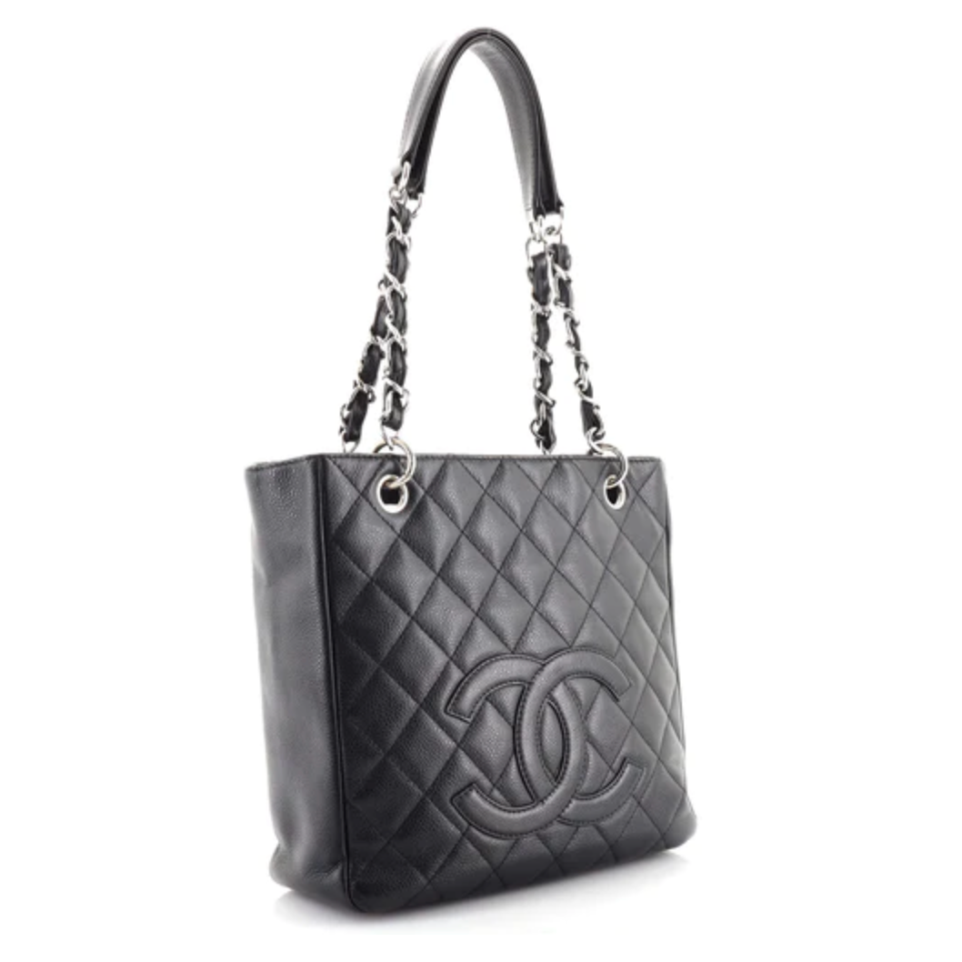 Chanel Black Caviar Leather Petite Shopper Tote Bag Chanel