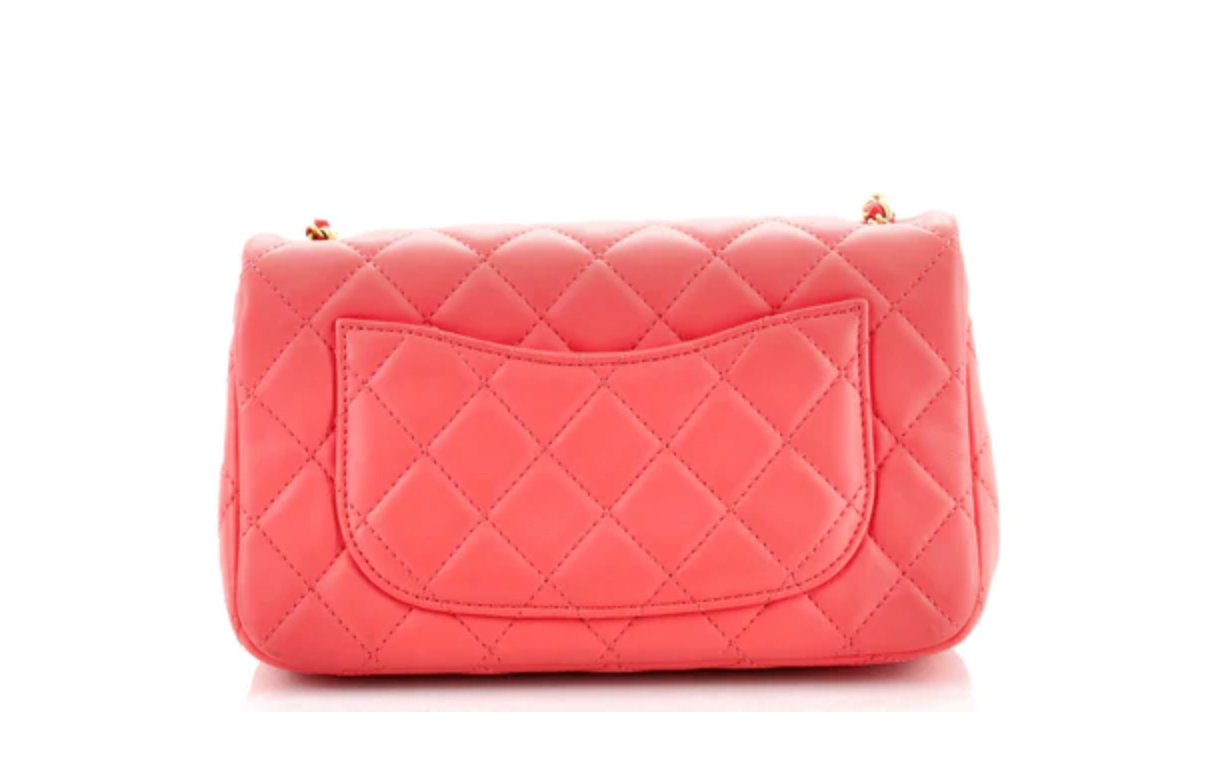 (Like New) CHANEL Pink Lambskin Quilted Mini Flap Bag 30704403 012623