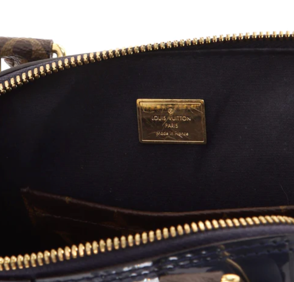 PRELOVED Louis Vuitton Dark Blue Vernis Alma BB with Monogram Canvas Crossbody Bag 013023