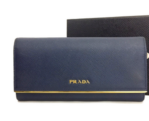 PRELOVED Prada Blue Leather Long Continental Wallet 19 013023