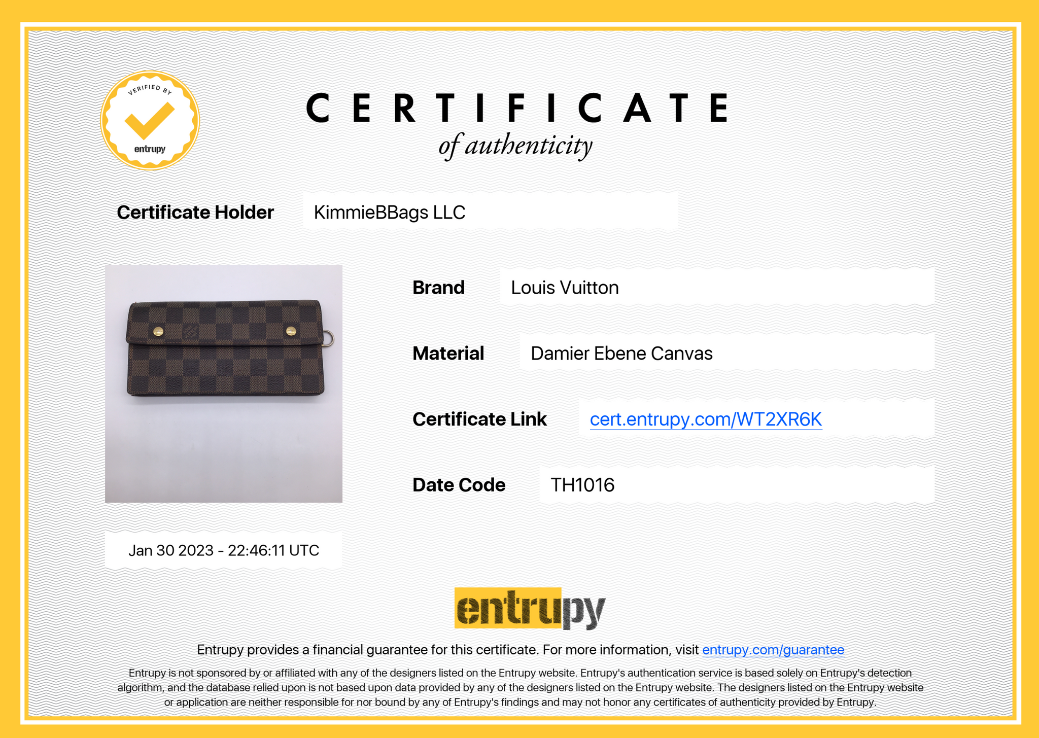Preloved Louis Vuitton Damier Ebene Accordion Long Bifold Wallet TH1016 013023