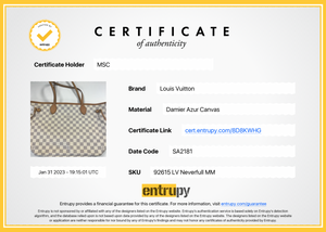 Preloved Louis Vuitton Damier Azur Neverfull MM Tote SA2181 020223