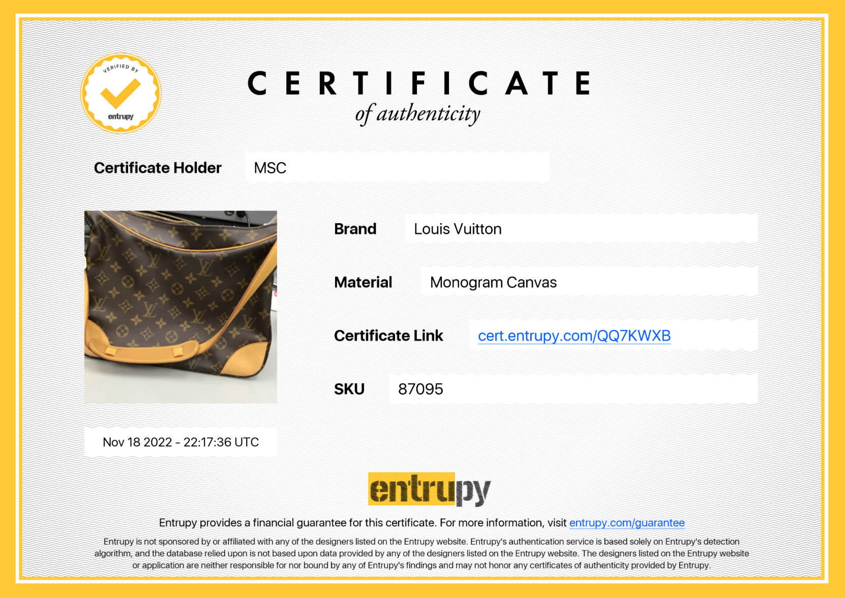 Preloved Louis Vuitton Boulogne 30 Handbag Monogram Canvas 87095 020823