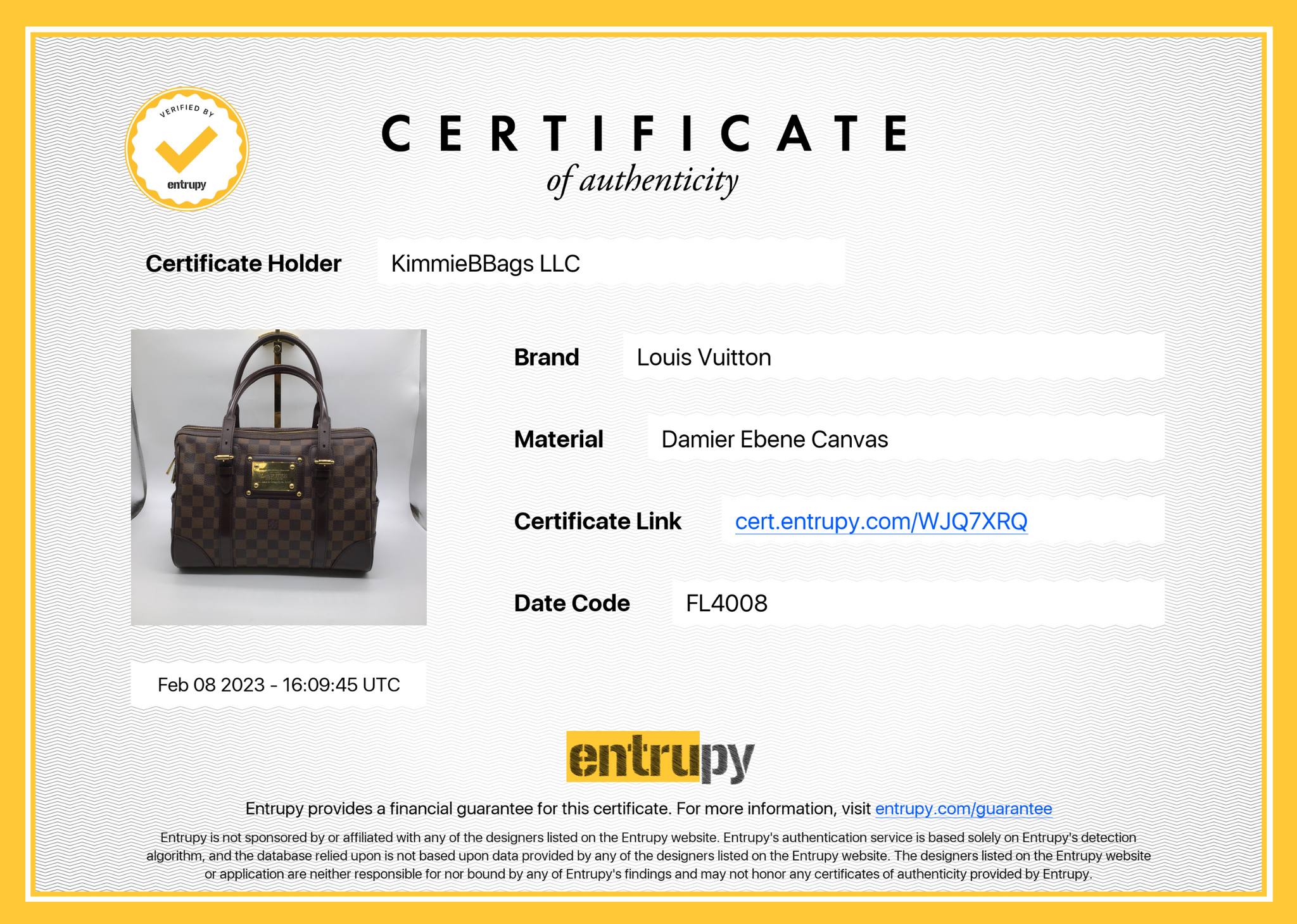 PRELOVED LOUIS VUITTON Damier Ebene Berkeley Handbag FL4008 020923 –  KimmieBBags LLC