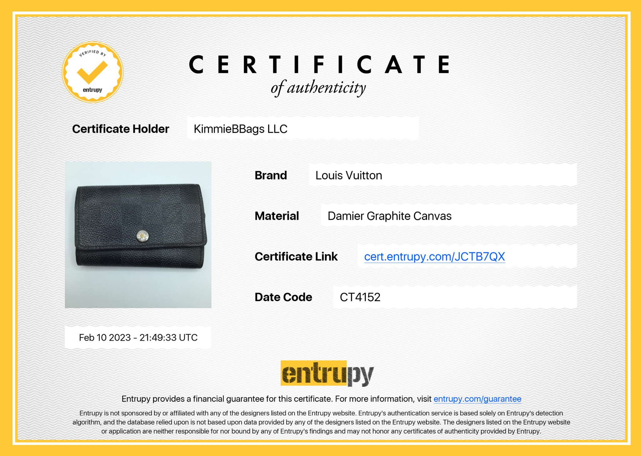 Preloved Louis Vuitton Damier Graphite 6 Key Holder CT4152 021523