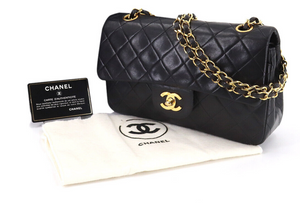 Vintage CHANEL Double Flap 23 Quilted CC Logo Black Lambskin Chain Bag 2498136 022223