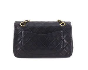 Vintage CHANEL Double Flap 23 Quilted CC Logo Black Lambskin Chain Bag 2498136 022223