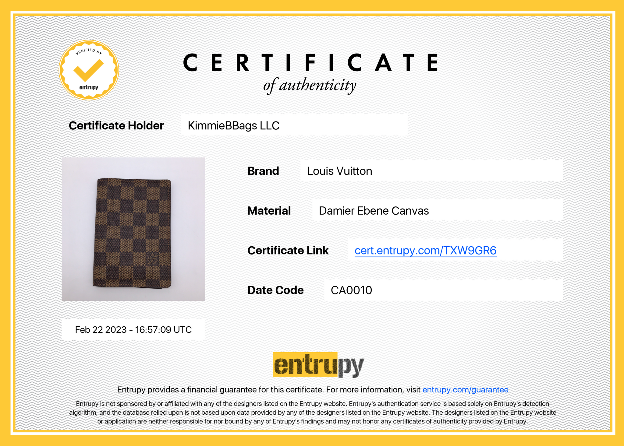 Authentic Louis Vuitton Damier Ebene Small Card Holder