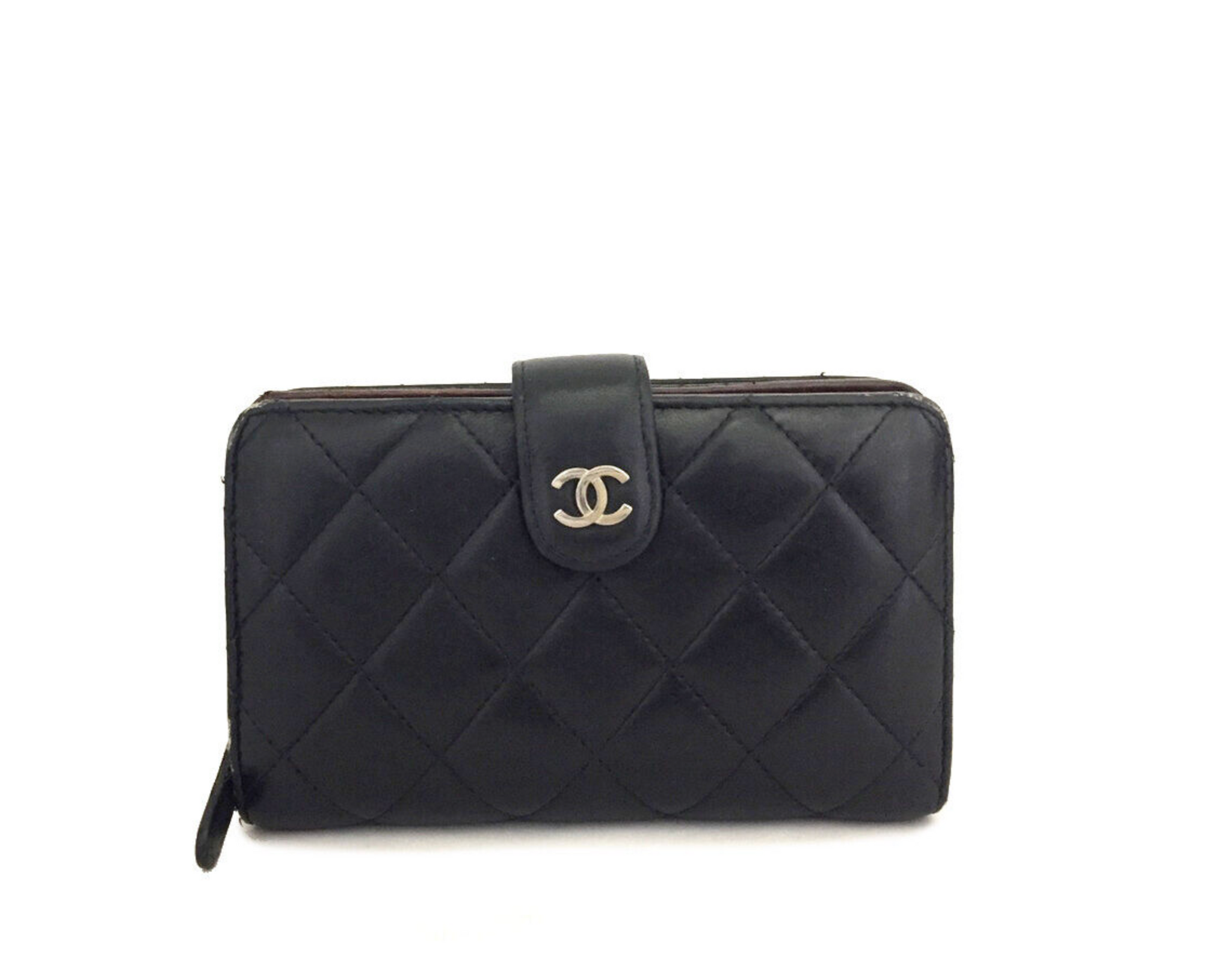 Preloved Chanel Quilted Matelasse CC Logo Black Lambskin Bifold Wallet –  KimmieBBags LLC