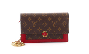Louis Vuitton Brown Monogram Flore Wallet On Chain Cloth ref