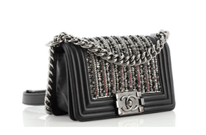 Chanel Swarovski Crystal Boy Bag- Black Leather with Ruthenium HW at 1stDibs