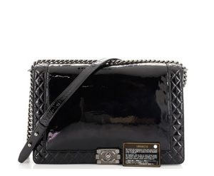 Preloved Chanel Reverso Black Patent Leather Large Boy Flap Shoulder B –  KimmieBBags LLC