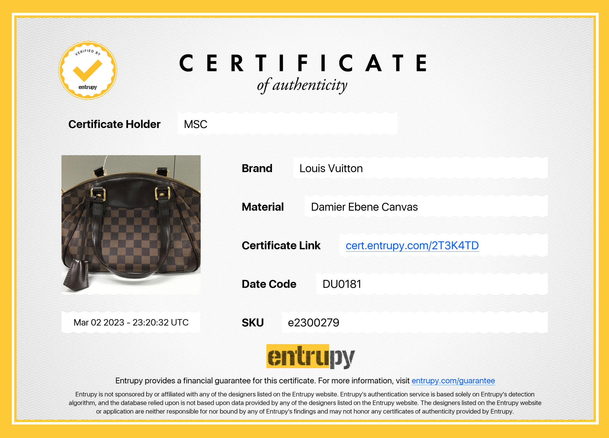 Preloved Louis Vuitton Verona PM Damier Ebene Tote DU0181 031023 *** L –  KimmieBBags LLC