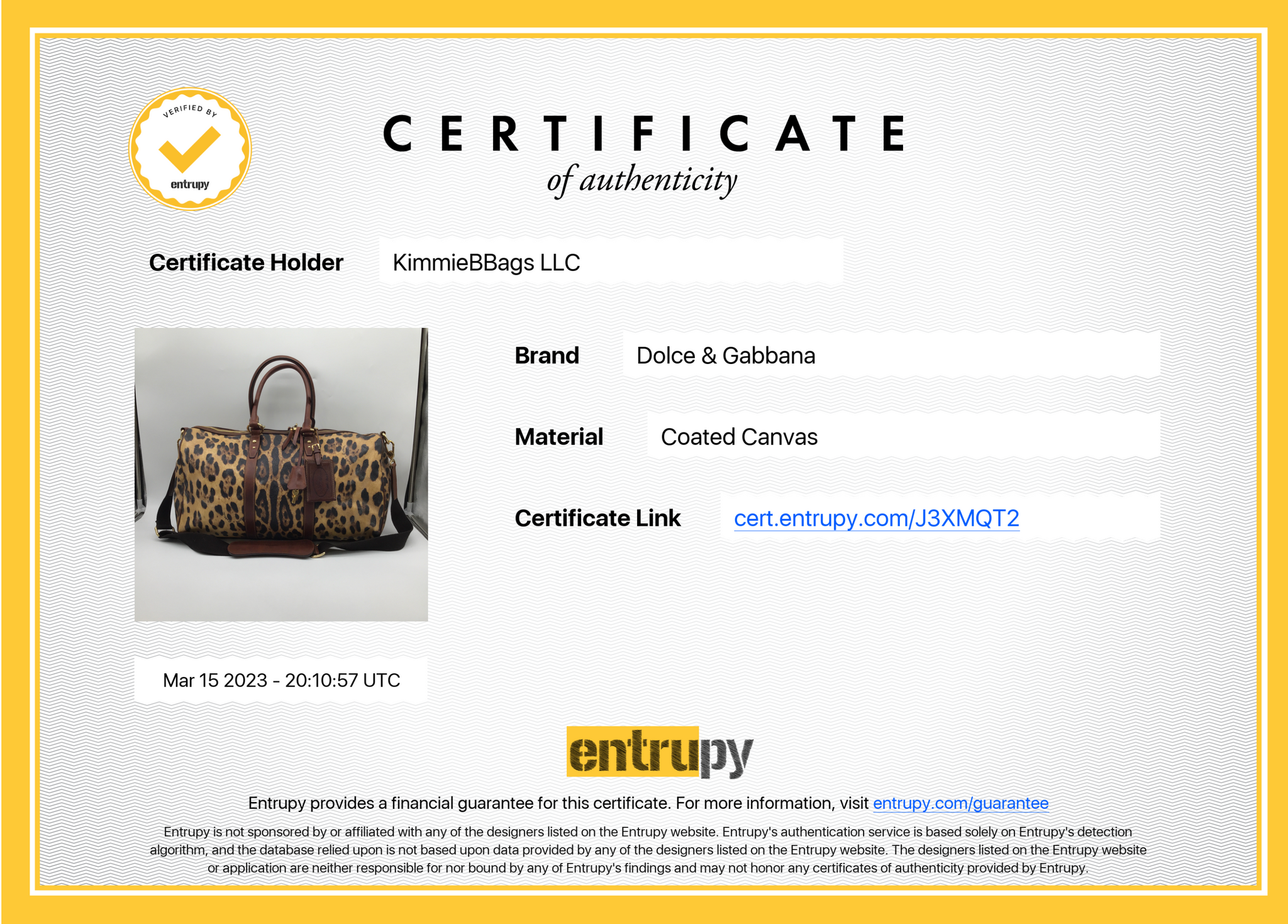 Preloved Dolce & Gabbana Brown Leopard Print Travel Duffle Bag J3XMQT2 032223