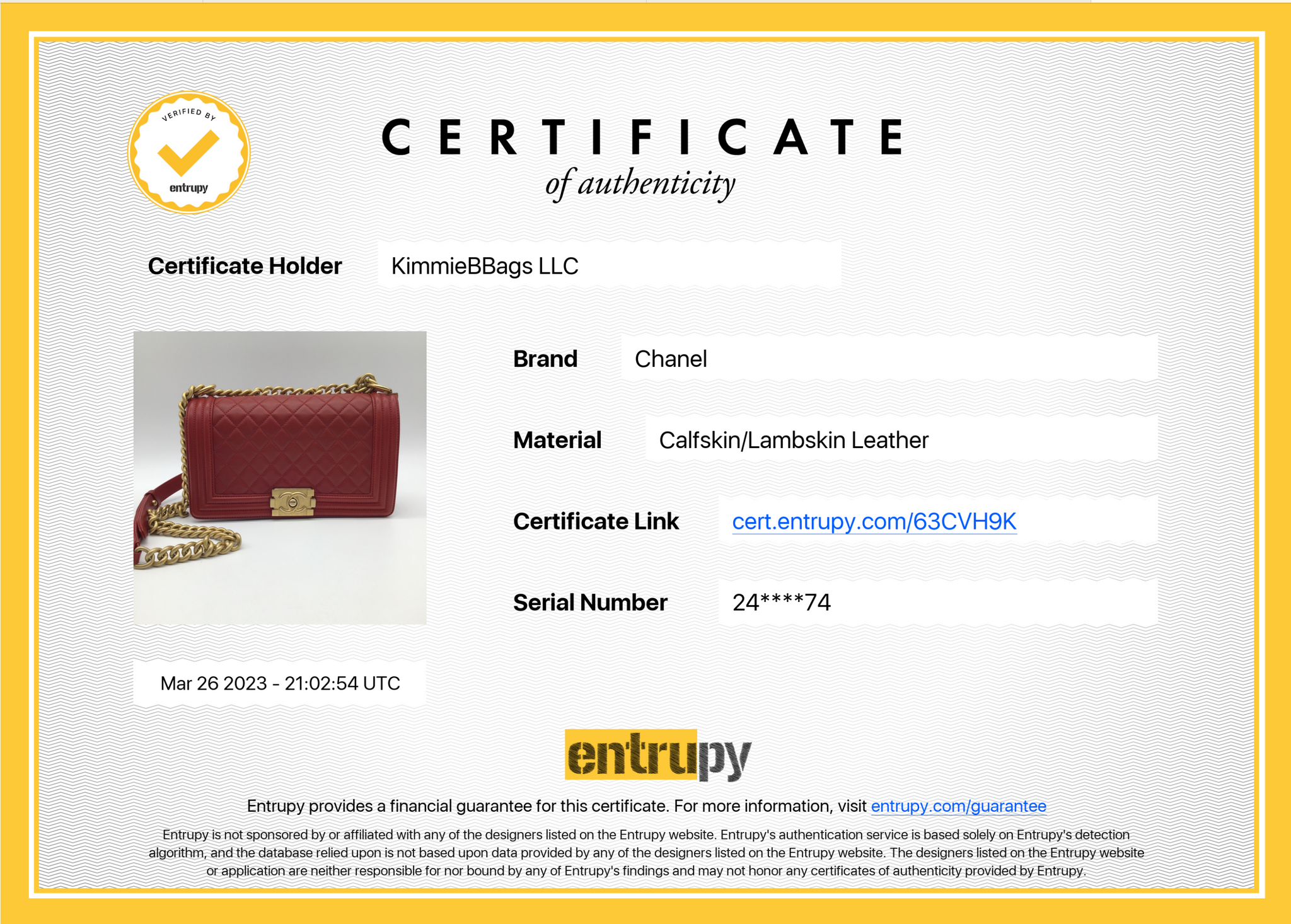 PRELOVED CHANEL Red Lambskin Medium Boy Bag Gold Hardware 24606074 033023