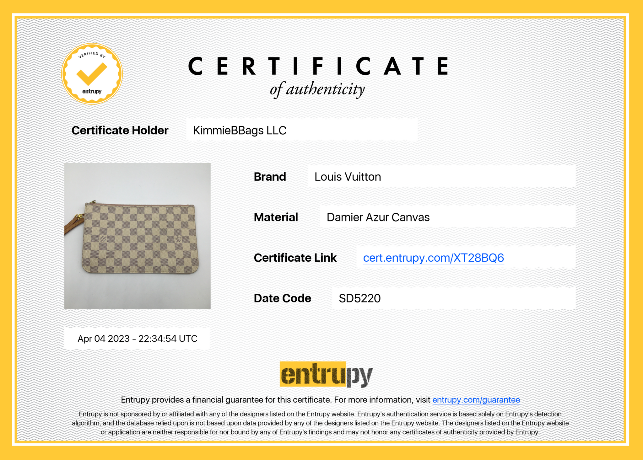 Preloved Louis Vuitton Damier Azur Neverfull Large Pouch SD5220 041323 –  KimmieBBags LLC