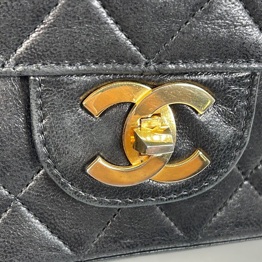 PRELOVED Chanel Quilted Black Lambskin Double Flap Chain Shoulder Bag BKCBRJD 030123 - $300 OFF LIGHTENING DEAL