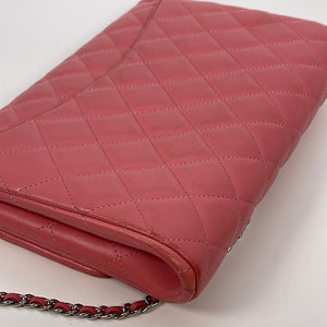 Preloved CHANEL Pink Leather Medium Single Flap Chain Shoulder Bag 18322125 020123
