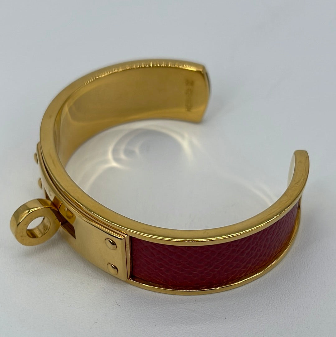 PRELOVED HERMES Red and Gold Kelly Cuff Bracelet 283  040323