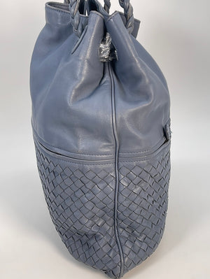 Preloved Bottega Veneta Intrecciato Blue Leather Bucket Hobo Bag B01444334K 012523