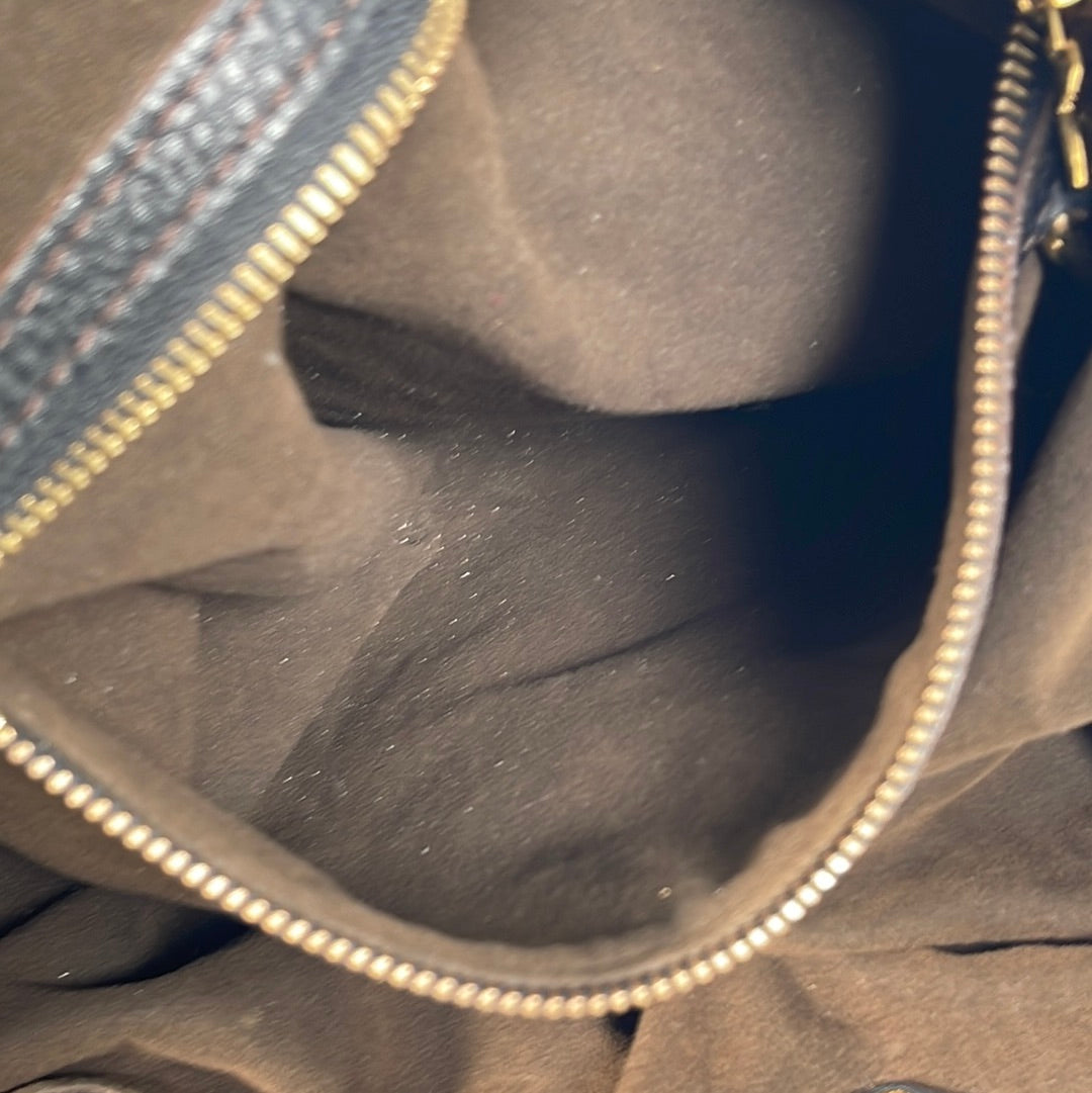 PRELOVED Louis Vuitton XL Hobo Black Mahina Leather Shoulder Bag TH2008 022023