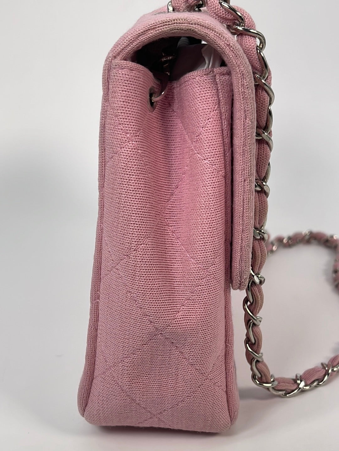 Preloved CHANEL Pink Jersey Medium Single Flap Chain Shoulder Bag 5945 –  KimmieBBags LLC