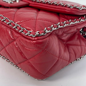 Preloved CHANEL Red Crumpled Calfskin Single Flap Chain All Over Shoulder Bag 29788018 030123 ** DEAL **