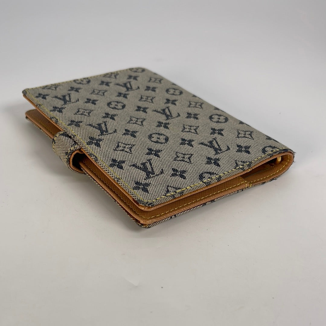 Preloved Louis Vuitton Blue Min Lin Monogram Leather Agenda PM Day Planner Cover CA0090 012423