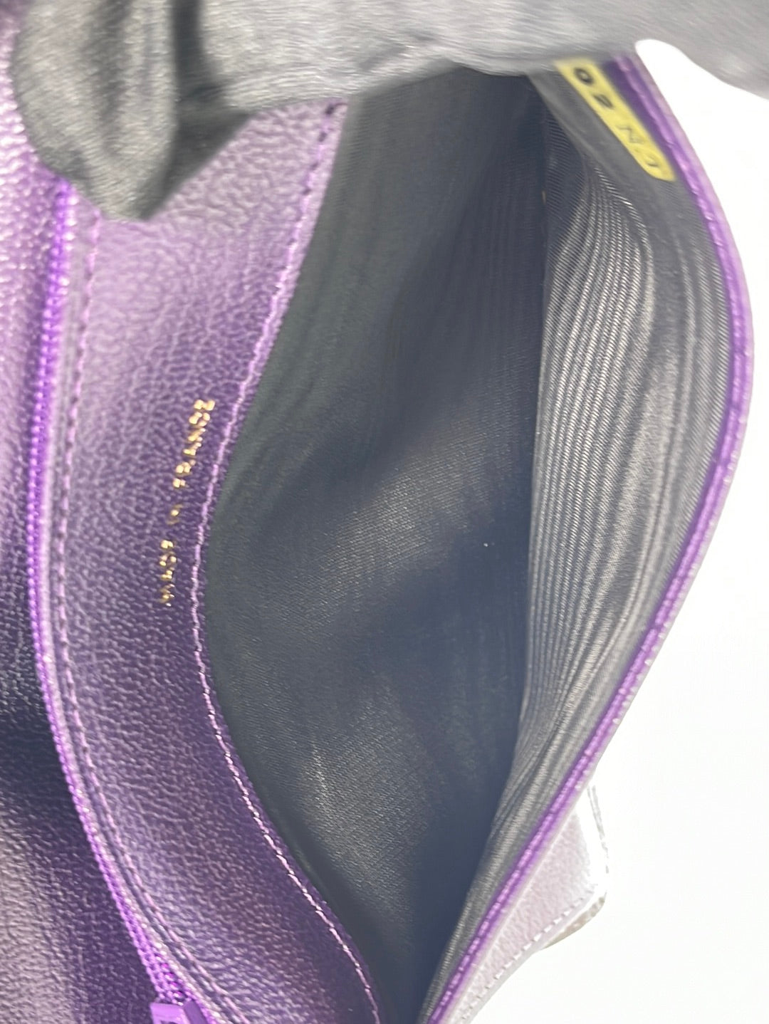 Preloved Chanel Purple Leather Long Yen Wallet 6227478 040123 - $135 OFF ** LIVE SALE ***