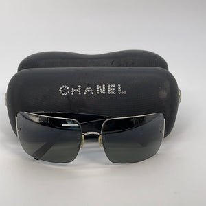 CHANEL Womens Designer Crystal Sunglasses Black Rectangle 4095 C