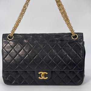 PRELOVED Chanel Quilted Black Lambskin Double Flap Chain Shoulder Bag – KimmieBBags  LLC