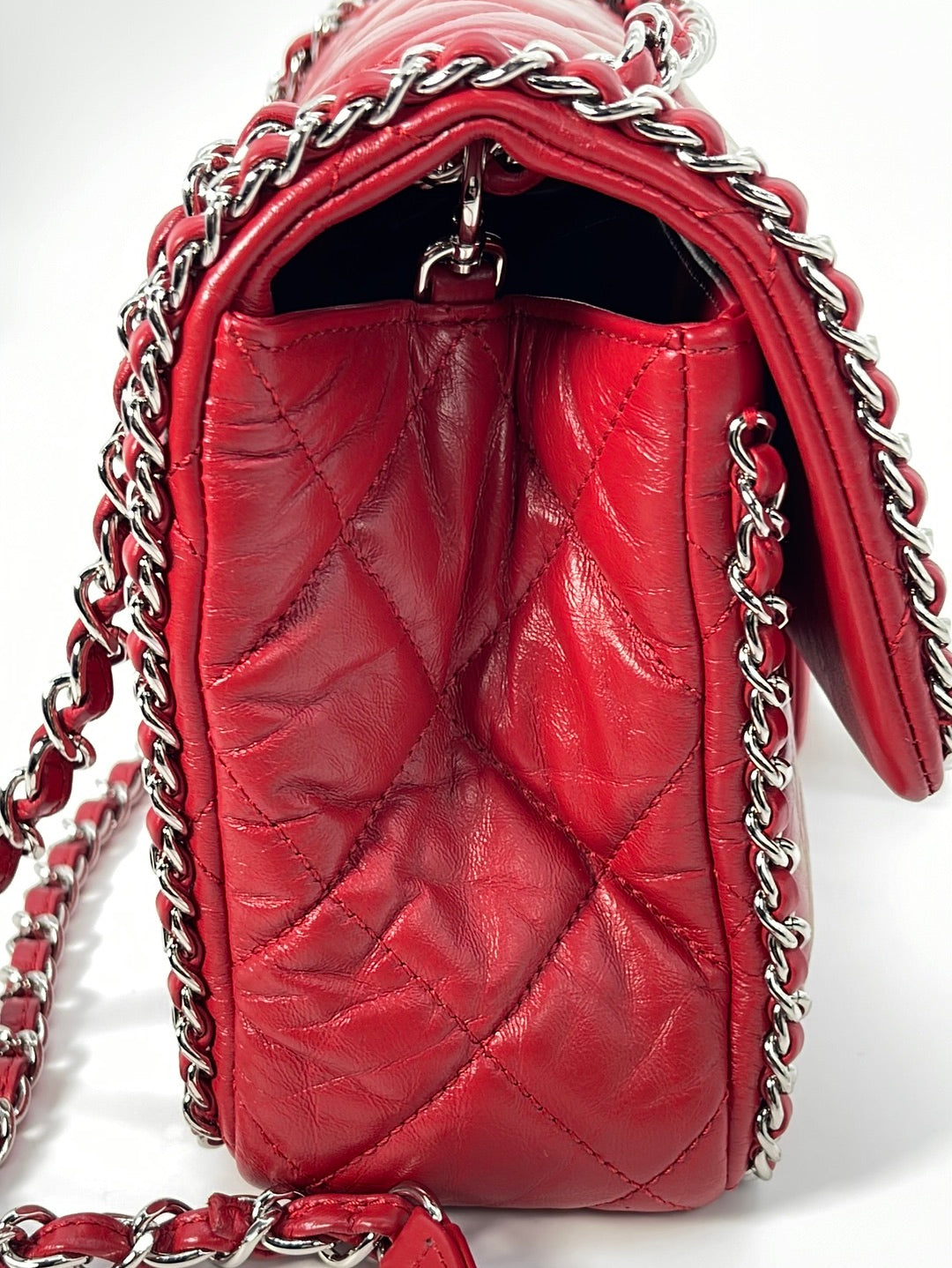 Chanel Red Patent Mini Classic Flap Silver Chain Bag 1ccs1228 at 1stDibs   chanel date code, red chanel bag with silver chain, red bag silver chain