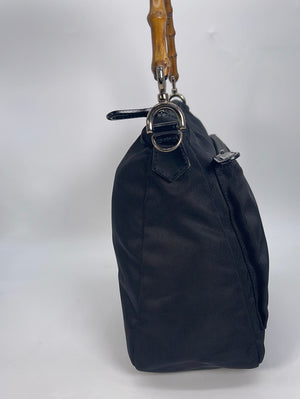 Preloved GUCCI Black Bamboo Nylon Shoulder Bag 001.1448.0509.5 021023