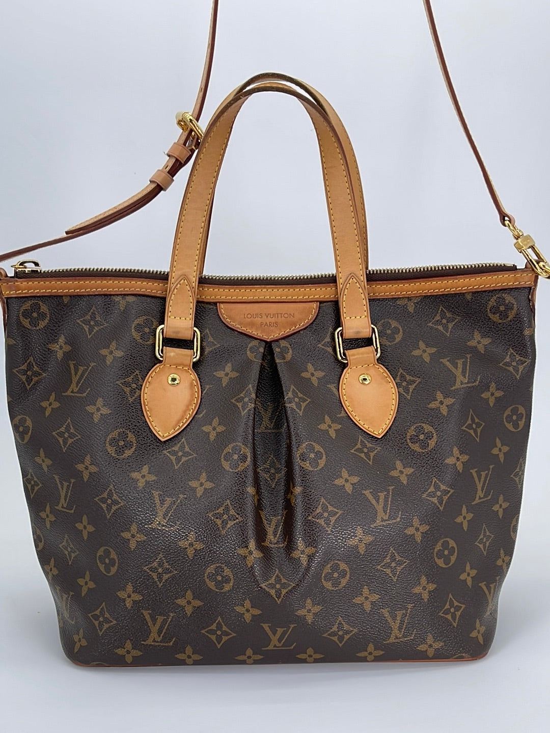 Louis+Vuitton+Palermo+Shoulder+Bag+PM+Brown+Canvas for sale online