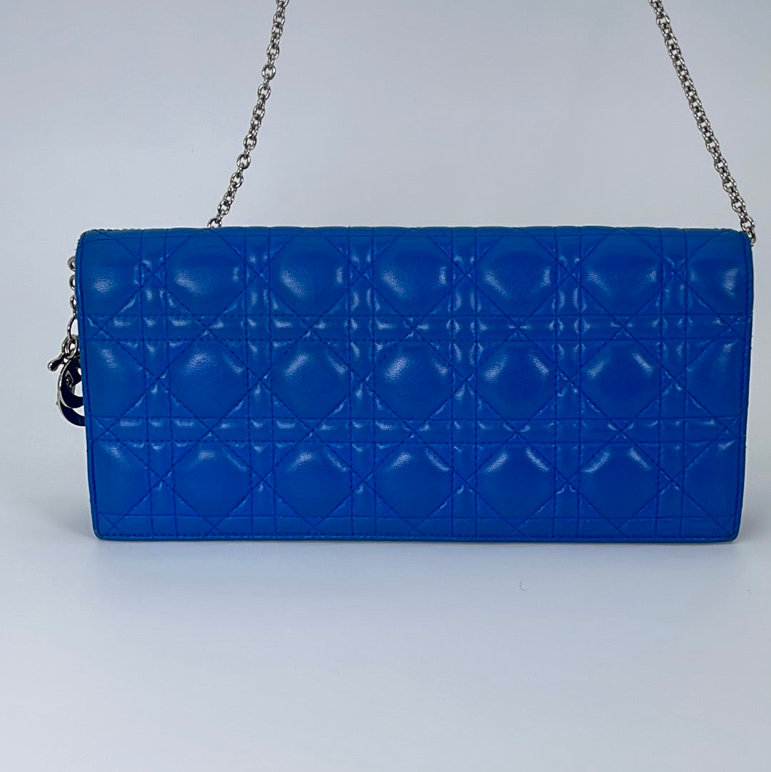 PRELOVED Christian Dior Lady Dior Cannage Quilt Blue Leather Long