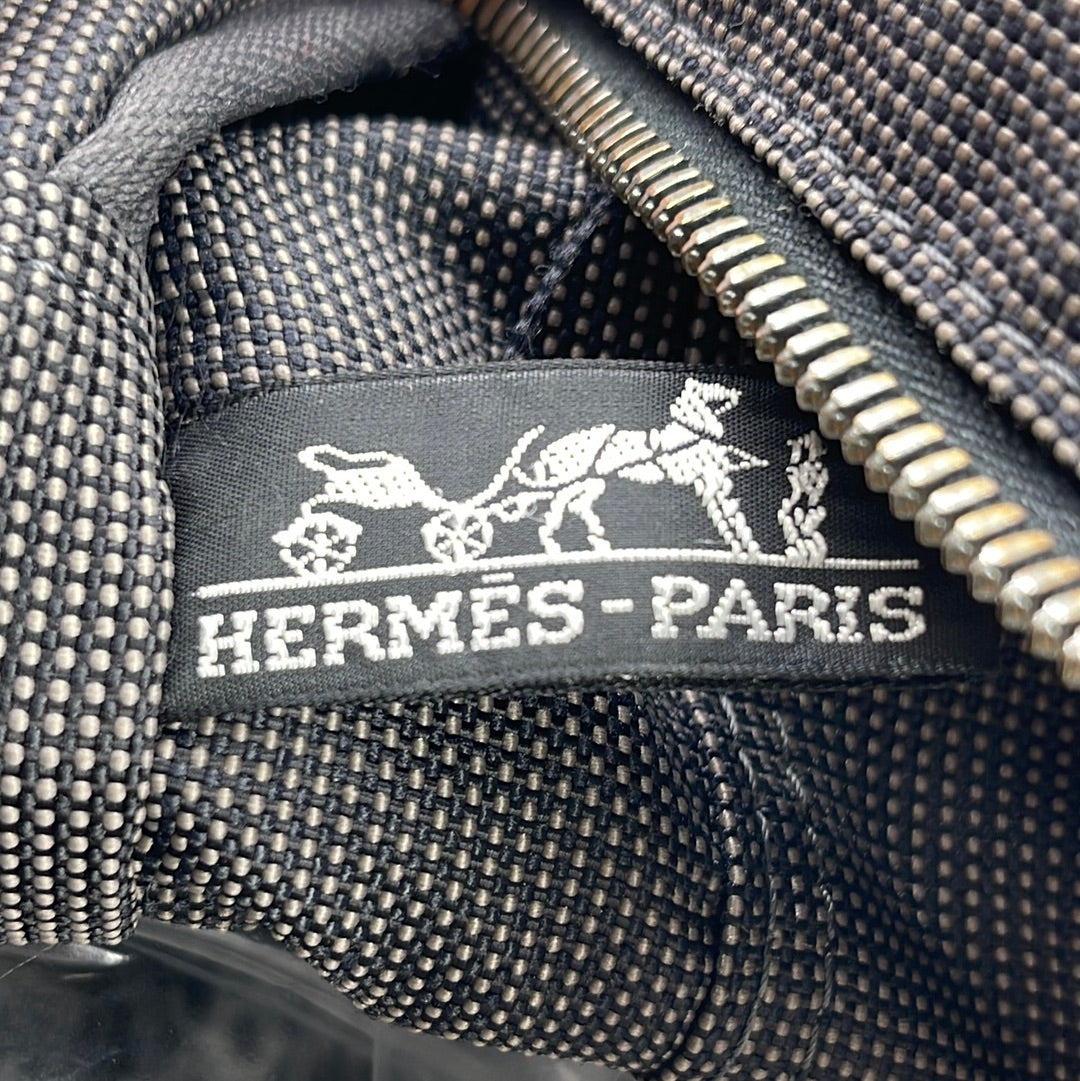 Hermes Paris Vintage Black and Grey Canvas Fourre Tout MM Bag Tote