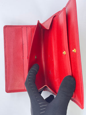 Vintage Louis Vuitton Porte Tresor International Trifold Red Epi Leather Long Wallet CA0988 012323