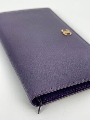 Preloved Chanel Purple Leather Long Yen Wallet 6227478 040123 - $135 OFF ** LIVE SALE ***