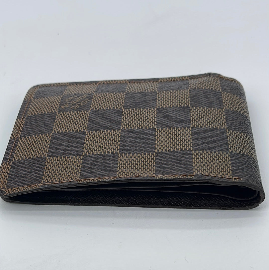 Louis Vuitton Damier Ebene Card Holder Long Bifold Wallet 928lv74 For Sale  at 1stDibs